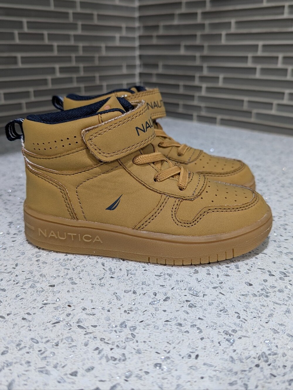 Nautica Kids Oakford Brown Tan Ankle Boots High Top Sneaker Toddler Boy Size 8; - Picture 5 of 10